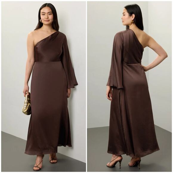 Sachin & Babi Keely Brown One Shoulder Evening Gown Size 16 - Picture 9 of 11